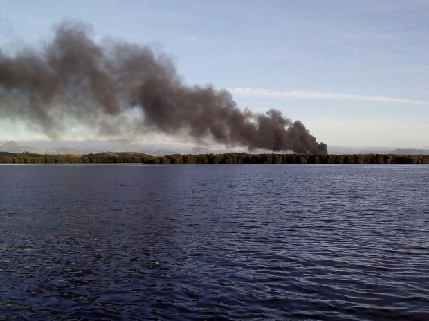 Incêndio atinge centro de reciclagem em Cariacica, no Espírito Santo (Foto: VC no ESTV)