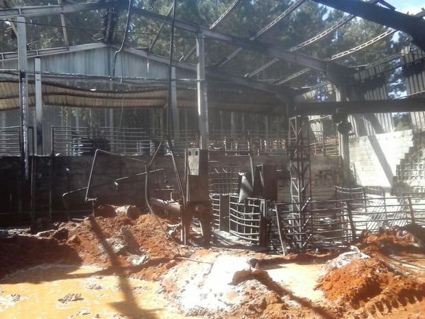 Empresa ficou destruída após incêndio de grandes proporções (Foto: Divulgação/Corpo de Bombeiros)